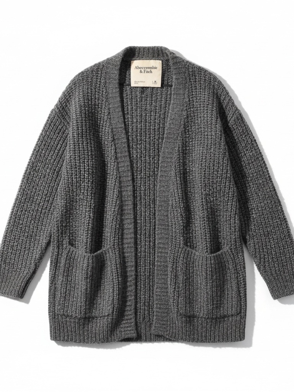 Abercrombie & Fitch Women's Charcoal Gray Knit Open-Front Long Cardigan/ Shacket